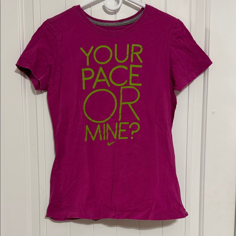 Nike Short Sleeve Tee Magenta with Lime Green Graphic